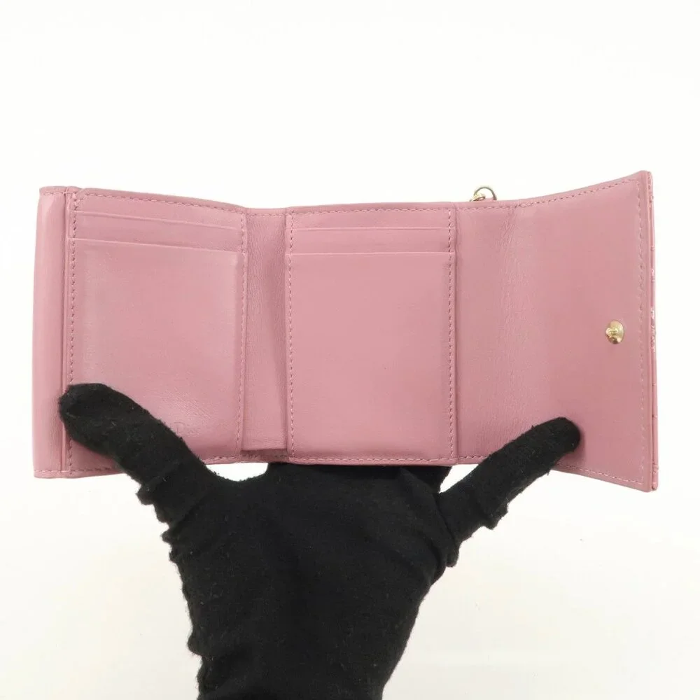 ❤️Authentic Christian Dior Lady Dior Canage Patent Leather Tri-fold Wallet ❤️